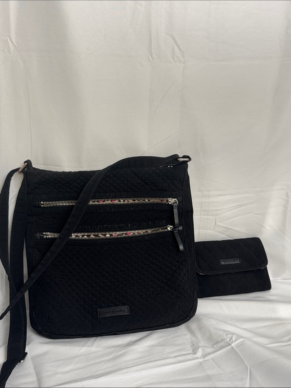 Vera Bradley Black Quilted Crossbody with Matching Wallet